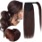 Hairro Pony Tail Hair Extainson For Women Wrap Around Pony Tail Hairpieces 100% Human Hair Remy Long Straight Ponytails Clip On Ponytail Hairpieces Accessory 16inch 80g 02 Dark Brown