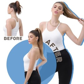 Hairro Pony Tail Hair Extainson For Women Wrap Around Pony Tail Hairpieces 100% Human Hair Remy Long Straight Ponytails Clip On Ponytail Hairpieces Accessory 16inch 80g 02 Dark Brown