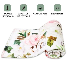 DILIMI Baby Blanket, Soft Warm Baby Blanket for Girl and Boy, Toddler Baby Newborn Plush Dot Security Blanket for Nursery Stroller Infant Crib Blanket Unisex (4030 in), Pink Flower