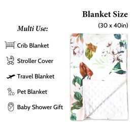 DILIMI Baby Blanket, Soft Warm Baby Blanket for Girl and Boy, Toddler Baby Newborn Plush Dot Security Blanket for Nursery Stroller Infant Crib Blanket Unisex (4030 in), Pink Flower
