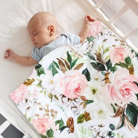 DILIMI Baby Blanket, Soft Warm Baby Blanket for Girl and Boy, Toddler Baby Newborn Plush Dot Security Blanket for Nursery Stroller Infant Crib Blanket Unisex (4030 in), Pink Flower