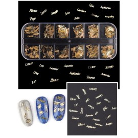 EBANKU 2 Boxes Zodiac Nail Charm, 3D Gold Twelve Constellation Charms for Nail Art, Alloy Nail Sequins Aquarius Nail Charms for Nail Art Decoration EBANKU 2 Boxes Zodiac Nail Charm, 3D Gold Twelve Constellation Charms for Nail Art, Alloy Nail Sequins Aquarius Nail Charms for Nail Art Decoration
