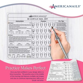 Americanails 3D Acrylic Nail Art Training Mat - Silicone Trainer Sheet for 3D Acrylic Nail Art Design - Step-by-Step Instructions & Diagrams - Create Hearts, Bows & Flowers - Protects Desk Surface Americanails 3D Acrylic Nail Art Training Mat - Silicone Trainer Sheet for 3D Acrylic Nail Art Design - Step-by-Step Instructions & Diagrams - Create Hearts, Bows & Flowers - Protects Desk Surface
