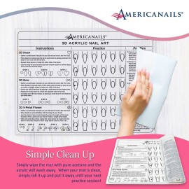Americanails 3D Acrylic Nail Art Training Mat - Silicone Trainer Sheet for 3D Acrylic Nail Art Design - Step-by-Step Instructions & Diagrams - Create Hearts, Bows & Flowers - Protects Desk Surface Americanails 3D Acrylic Nail Art Training Mat - Silicone Trainer Sheet for 3D Acrylic Nail Art Design - Step-by-Step Instructions & Diagrams - Create Hearts, Bows & Flowers - Protects Desk Surface