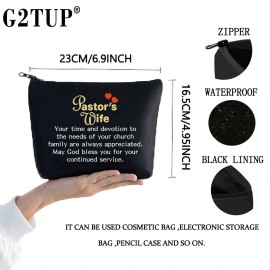 G2TUP Pastor Wife Appreciation Gift Minister Wife Cosmetic Bag May God Bless You For Your Continued Service Christian Church Gift (Minister Wife makeup bag)
