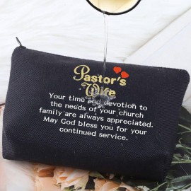 G2TUP Pastor Wife Appreciation Gift Minister Wife Cosmetic Bag May God Bless You For Your Continued Service Christian Church Gift (Minister Wife makeup bag)