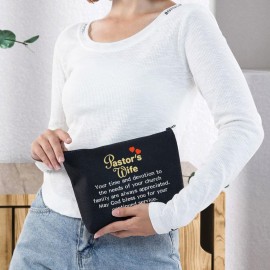 G2TUP Pastor Wife Appreciation Gift Minister Wife Cosmetic Bag May God Bless You For Your Continued Service Christian Church Gift (Minister Wife makeup bag)