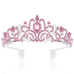 Chanaco Pink Tiara Crown - Girls\' Princess Birthday Crown, Women\'s Crystal Wedding/Halloween Headpiece