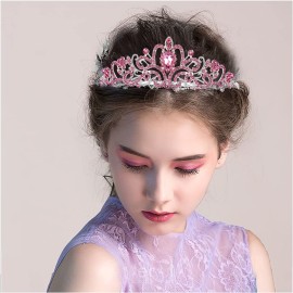 Chanaco Pink Tiara Crown - Girls\' Princess Birthday Crown, Women\'s Crystal Wedding/Halloween Headpiece