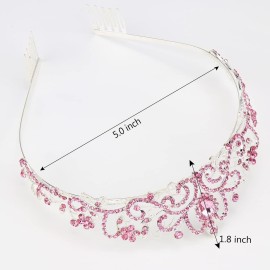 Chanaco Pink Tiara Crown - Girls\' Princess Birthday Crown, Women\'s Crystal Wedding/Halloween Headpiece