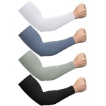 Foaincore 4 Pairs Plus Size Cooling Arm Sun Sleeves for Men Women UV Sun Protection Oversized Compression Sleeves(Multiple)