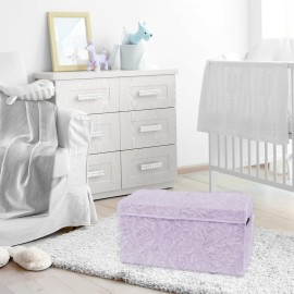 Sweet Jojo Designs Purple Floral Rose Girl Small Fabric Toy Bin Storage Box Chest For Baby Nursery Kids Room - Lavender Flower Luxurious Elegant Princess Vintage Boho Shabby Chic Luxury Glam Roses
