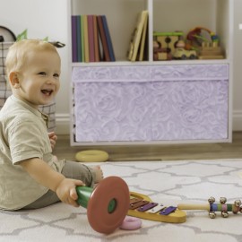 Sweet Jojo Designs Purple Floral Rose Girl Small Fabric Toy Bin Storage Box Chest For Baby Nursery Kids Room - Lavender Flower Luxurious Elegant Princess Vintage Boho Shabby Chic Luxury Glam Roses
