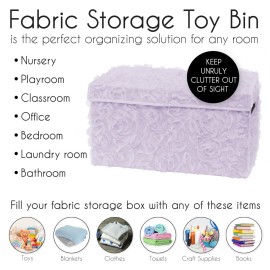 Sweet Jojo Designs Purple Floral Rose Girl Small Fabric Toy Bin Storage Box Chest For Baby Nursery Kids Room - Lavender Flower Luxurious Elegant Princess Vintage Boho Shabby Chic Luxury Glam Roses