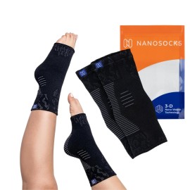 NanoSocks Compression Socks for Women & Men (1 Pair) - BEST Ankle Brace Support Sleeve for Neuropathy, Plantar Fasciitis, Diabetic Foot Nerve Pain Relief - Toeless (Small, Black)