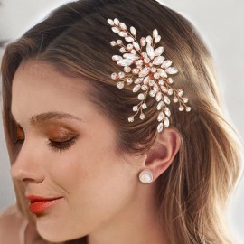 Easedaily Bride Wedding Hair Comb Silver Crystal Hair Pieces Rhinestone Headpieces Bridal Hair Side Combs Hair Accessories for Women and Girls (C-Rose gold) Easedaily Bride Wedding Hair Comb Silver Crystal Hair Pieces Rhinestone Headpieces Bridal Hair Side Combs Hair Accessories for Women and Girls (C-Rose gold)
