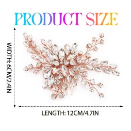 Easedaily Bride Wedding Hair Comb Silver Crystal Hair Pieces Rhinestone Headpieces Bridal Hair Side Combs Hair Accessories for Women and Girls (C-Rose gold)