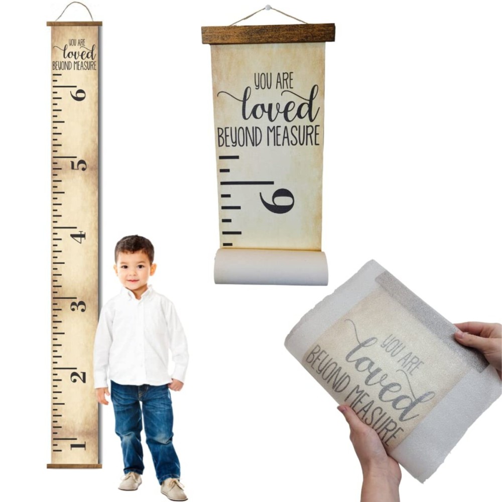Canvas Growth Chart for Wall - Gender Neutral Kids Height Chart - Ready to Hang Nursery Decor - Wall Hanging Canvas