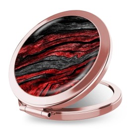 iampanda Compact Rose Gold Mirror for Women,Round Mini Pocket Makeup Mirror for Purse,Vintage Portable Folding Travel Mirror with 2X Magnifying (Black Red Wood Grain) iampanda Compact Rose Gold Mirror for Women,Round Mini Pocket Makeup Mirror for Purse,Vintage Portable Folding Travel Mirror with 2X Magnifying (Black Red Wood Grain)