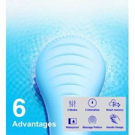 NgraCoola Electric Facial Cleansing Brush - Waterproof and Rechargeable, Exfoliates, Cleanses and Massages Skin - Light Blue