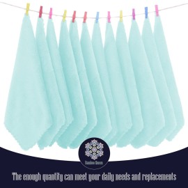 16 Pack Baby Washcloths - Luxury Coral Fleece - Extra Absorbent and Soft Wash Clothes for Newborns, Infants and Toddlers - Suitable for Sensitive Skin and New Born-Baby Shower-Frozen Blue,10x10 Inch