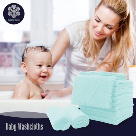 16 Pack Baby Washcloths - Luxury Coral Fleece - Extra Absorbent and Soft Wash Clothes for Newborns, Infants and Toddlers - Suitable for Sensitive Skin and New Born-Baby Shower-Frozen Blue,10x10 Inch