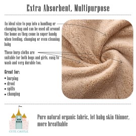 Cute Castle Ultra-Soft Baby Washcloths, 16 Pack - 9 by 9, Gentle on Sensitive Skin for Face and Body, Plush, Super Absorbent Wash Clothes for Girls and Boys,White+Brown+Grey+Sage Green