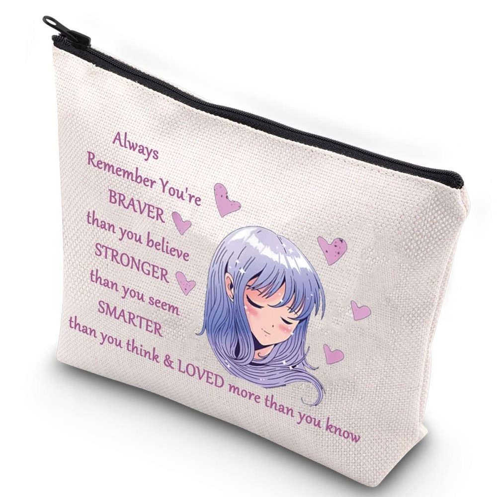 WZMPA Amine Girl Cosmetic Bag Anime Fans Gift You Are Braver Stronger Smarter Than You Think Japan Anime Makeup Zipper Pouch Bag For Women Teen Girls (Always Amine) WZMPA Amine Girl Cosmetic Bag Anime Fans Gift You Are Braver Stronger Smarter Than You Think Japan Anime Makeup Zipper Pouch Bag For Women Teen Girls (Always Amine)