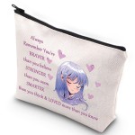 WZMPA Amine Girl Cosmetic Bag Anime Fans Gift You Are Braver Stronger Smarter Than You Think Japan Anime Makeup Zipper Pouch Bag For Women Teen Girls (Always Amine)