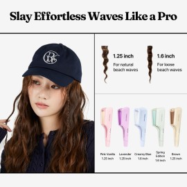 VODANA Professional Triple Flow Ceramic Hair Waver - Easy Beach Waves with Embedded Double Barrel Wave Iron. Experience Instant Heat, Long-Lasting Performance, and Quick Heat Up. (1.25 inch, Brown)