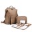 ARDIKAMA Diaper Bag Backpack Leather Backpack for Women Travel Dad Mother Outdoor Backpack with Changing Pad Stroller Straps(2 pieces) Khaki