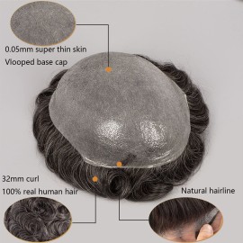 LLWear Human Hair Toupee for Men Soft Thin Skin (0.06mm) V-loop knot Hairpieces for Men 8x10 Inch Base Cap Mens Hair Replacement System mens toupee hair system 1B30(Off Black with 30% Grey Hair) LLWear Human Hair Toupee for Men Soft Thin Skin (0.06mm) V-loop knot Hairpieces for Men 8x10 Inch Base Cap Mens Hair Replacement System mens toupee hair system 1B30(Off Black with 30% Grey Hair)