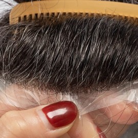 LLWear Human Hair Toupee for Men Soft Thin Skin (0.06mm) V-loop knot Hairpieces for Men 8x10 Inch Base Cap Mens Hair Replacement System mens toupee hair system 1B30(Off Black with 30% Grey Hair) LLWear Human Hair Toupee for Men Soft Thin Skin (0.06mm) V-loop knot Hairpieces for Men 8x10 Inch Base Cap Mens Hair Replacement System mens toupee hair system 1B30(Off Black with 30% Grey Hair)