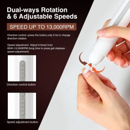 Rechargeable Nail Drill Machine: Electric Nail File Kit for Acrylic Nails - Cordless Efile Manicure Pedicure Set for Women Home and Salon Use