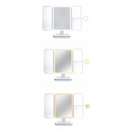Miss Sweet Lighted Tri-fold Makeup Mirror Vanity Mirror with 1X/2X/3X Magnification (Pure White) Miss Sweet Lighted Tri-fold Makeup Mirror Vanity Mirror with 1X/2X/3X Magnification (Pure White)