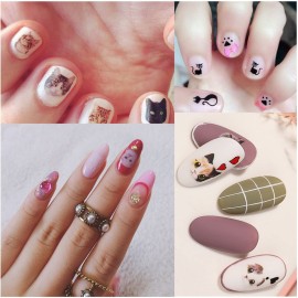 Cute Cat Nail Stickers, 3D Self-Adhesive Cartoon Animal Cats Nail Art Decals, Holographic Colorful Decoration for Women Girls Manicure Tips DIY Supplies Cute Cat Nail Stickers, 3D Self-Adhesive Cartoon Animal Cats Nail Art Decals, Holographic Colorful Decoration for Women Girls Manicure Tips DIY Supplies