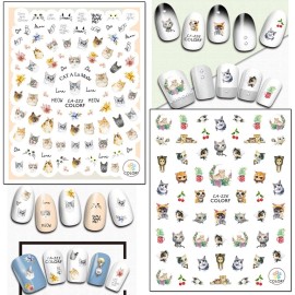 Cute Cat Nail Stickers, 3D Self-Adhesive Cartoon Animal Cats Nail Art Decals, Holographic Colorful Decoration for Women Girls Manicure Tips DIY Supplies Cute Cat Nail Stickers, 3D Self-Adhesive Cartoon Animal Cats Nail Art Decals, Holographic Colorful Decoration for Women Girls Manicure Tips DIY Supplies