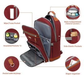 BILLITON MASHI Diaper Bag Backpack, Large Baby Nappy Bags with Portable Changing Pad for Boys and GirlsMultifunction Travel Baby Bag for Moms Dads, Shower Gifts Waterproof and StylishRed