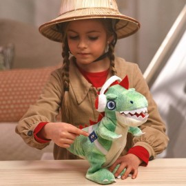 Eolo Party Pets Kids DJ-Rex The Electronic T-Rex DJ Plush Toy, Motorized Full Body Movement, Dancing, Head & Tail Sensors, Dino Roaring, 3 Hit Songs, DJ Sound Effects, Ages 4+