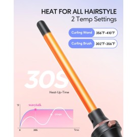 Wavytalk 5 in 1 Curling Iron,Curling Iron Set with Heated Round Brush and 4 Interchangeable Ceramic Curling Wand(0.5-1.25), Instant Heat Up,Dual Voltage Hair Curler