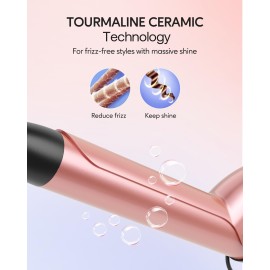Wavytalk 5 in 1 Curling Iron,Curling Iron Set with Heated Round Brush and 4 Interchangeable Ceramic Curling Wand(0.5-1.25), Instant Heat Up,Dual Voltage Hair Curler