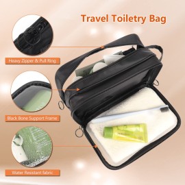 DARIN 2 Layer Clear Toiletry Bag, Travel Makeup Cosmetic Pouch, Lightweight Wet Dry Separated Bag for Toiletries, Portable Waterproof Travel Liquid Bag for Women Men