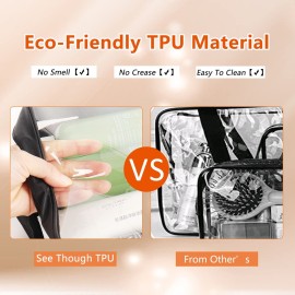 DARIN 2 Layer Clear Toiletry Bag, Travel Makeup Cosmetic Pouch, Lightweight Wet Dry Separated Bag for Toiletries, Portable Waterproof Travel Liquid Bag for Women Men