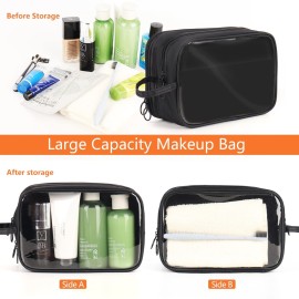 DARIN 2 Layer Clear Toiletry Bag, Travel Makeup Cosmetic Pouch, Lightweight Wet Dry Separated Bag for Toiletries, Portable Waterproof Travel Liquid Bag for Women Men
