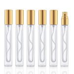 KOIBITO 10ml Glass Perfume Spray Bottle for Men & Women. Refillable Glass Atomizer with Aluminum Cap&Pump. Portable Fragrance Bottle for Perfume, Cologne, Moisturizing (6PCS, Gold)