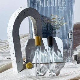 KOIBITO 10ml Glass Perfume Spray Bottle for Men & Women. Refillable Glass Atomizer with Aluminum Cap&Pump. Portable Fragrance Bottle for Perfume, Cologne, Moisturizing (6PCS, Gold)