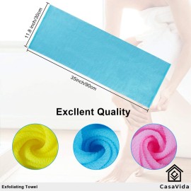 CASAVIDA Exfoliating Washcloth Back Scrubber for Shower Exfoliating Body Scrubber Japanese Beauty Washcloth African Net Sponge Bath Korean Loofah Towel Wash Cloth Scrub Towel 3 Pack (Yellow x 3)