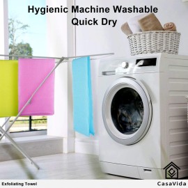 CASAVIDA Exfoliating Washcloth Back Scrubber for Shower Exfoliating Body Scrubber Japanese Beauty Washcloth African Net Sponge Bath Korean Loofah Towel Wash Cloth Scrub Towel 3 Pack (Yellow x 3)