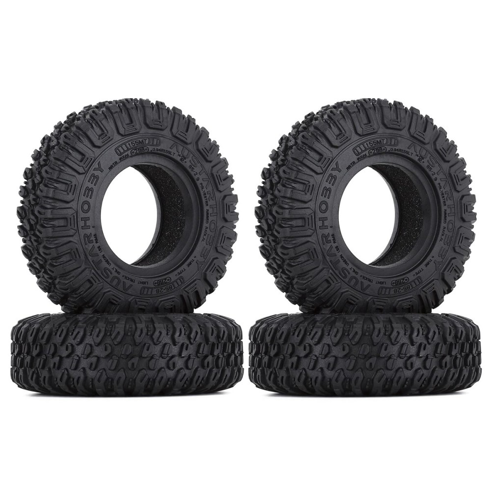 WONFAST 4Pcs 85mm RC Tires 1.55 Soft Rubber Terrain Wheel Tires Set Compatible with 1/10 RC Crawler Car Axial AX90069 D90 TF2 Tamiya CC01 LC70 MST JIMNY