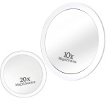 MIRRORVANA 20X & 10X Magnifying Mirror Set with 3 Suction Cups Each - Compact & Travel Ready Mirror for Makeup - Sizes: 6 and 4 Wide